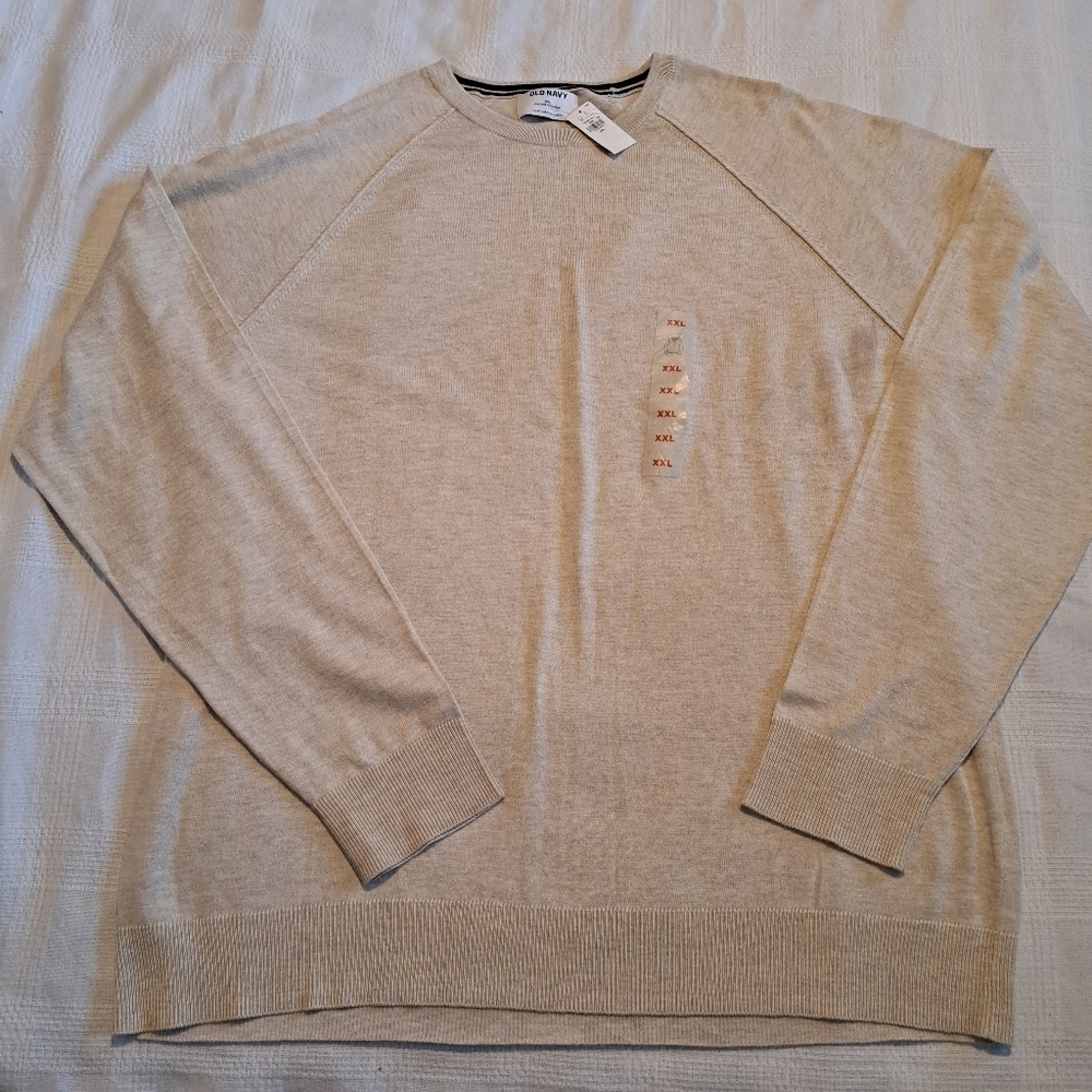 Old Navy men's size XXL oatmeal crewneck sweater, lightweight, New